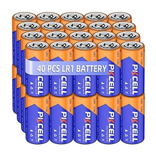 Pkcell 40 Baterías Alcalinas De 1.5 V Lr1/mn9100/e90/n, Bate