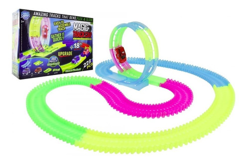 Pista De Autos Magica Fluor Flexible 228 Pieza 1 Auto