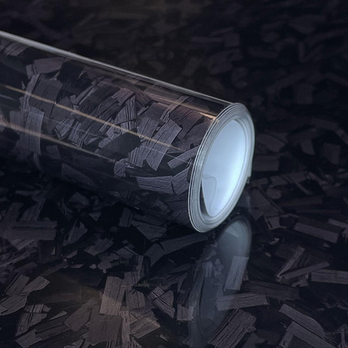 Rollo De Vinilo Negro De Fibra De Carbono Brillante 3mts