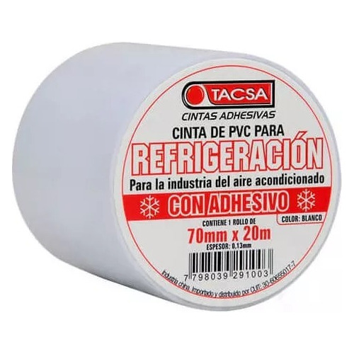 Cinta Refrigeración Con Adhesivo Pvc 20mx70mm Blanco Tacsa