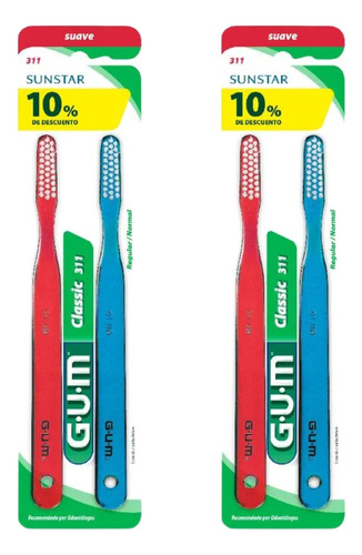 Combo X2 Gum Cepillo Dental Classic 311 Suave