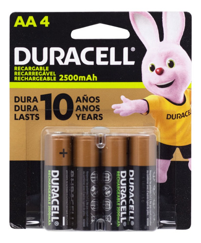 Pila Recargable Aa 2500mah (4 Pilas) Duracell