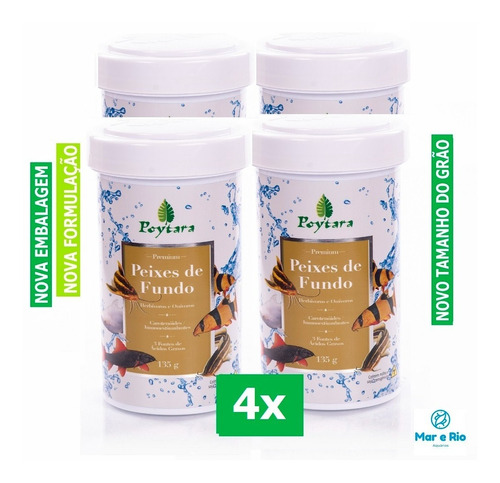 Kit 4x Rações Poytara Peixes De Fundo 135g - Botia Coridora