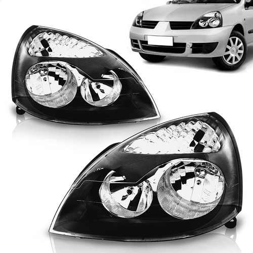 Farol Clio 03 04 2005 2006 Foco Duplo Máscara Negra Elétrico