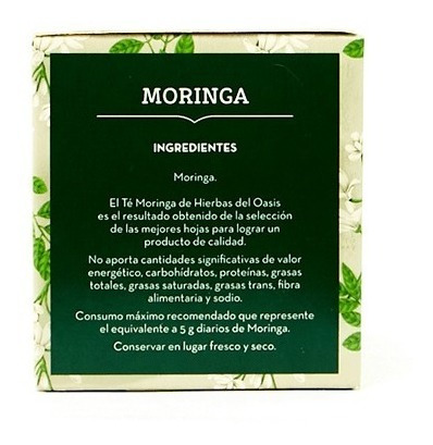 Imagen 3 de 3 de Té De Moringa Hierbas Del Oasis Pack X 3 Cajas