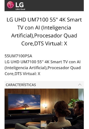Televisor LG Smart Utra Hd 4k 55 55um7100