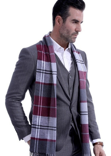 3 Colore Bufanda Talla 190cm Bufanda Cachemira Sintética Gris Y Burdeos Lana Artificial Única
