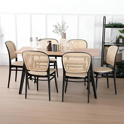6 cadeiras jantar design Rattan Amis, empilhável, resistente