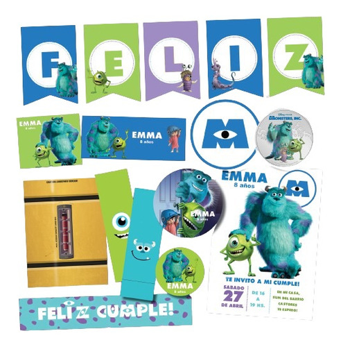 Kit Imprimible Personalizado Monsters Monstruos Candy Cumple