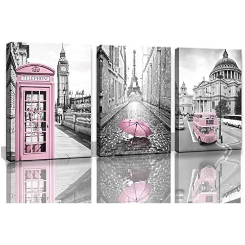 Paris Eiffel Tower Decor Dormitorio Niñas Pink Paris T...