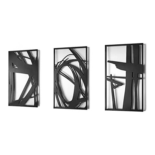 Arte De Pared Abstracto Negro 3d Metal, Esculturas De P...