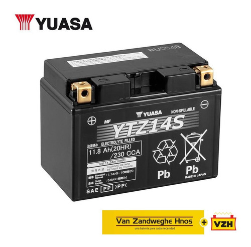 Batería Moto Yuasa Ytz14s Yamaha Vmax 09/17