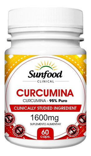 Curcuma Longa 95% Curcumina 800mg 60 Cápsulas Sunfood Sabor Sem sabor