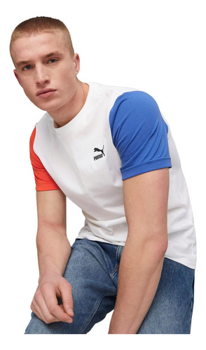Puma Polera Classics Block Para Hombre, Blanco-royal Mediu