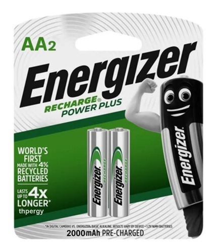 Imagen 1 de 2 de 2 Pilas Aa Recargables Energizer Nh15 Listas Para Usar
