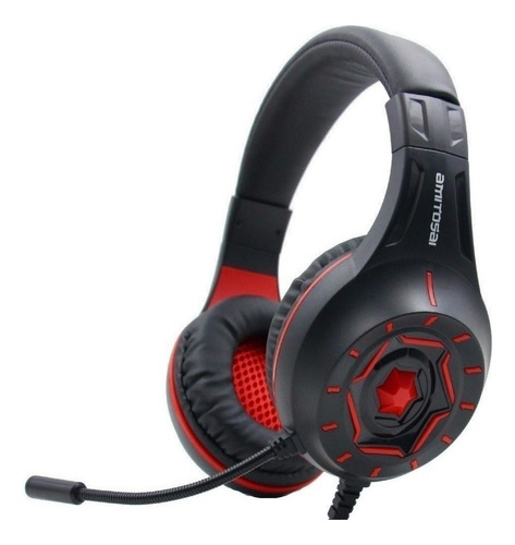 Auricular Gamer Con Micrófono Flexible Y Función Mute Amitosai Mts-drop Rojo Para Pc, Celular, Notebooks Y Consolas De Video Juegos