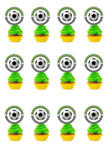 Pack 12 Toppers Para Cup Cake Futbol