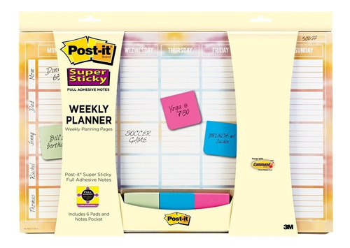 3m Post-it Planeador Semanal 25 Hojas, Modelo 730ca