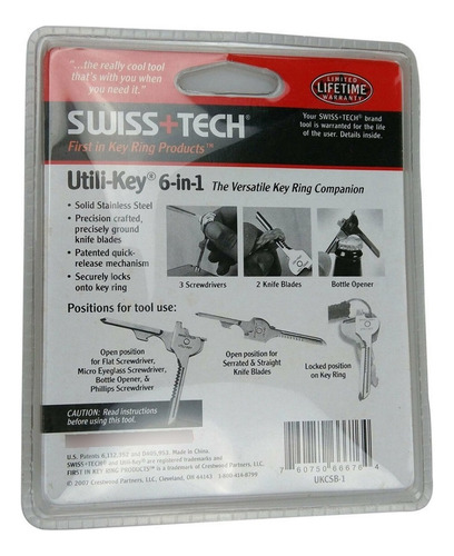 Llavero Swiss Tech 6 En 1 Llave Herramienta Multiusos Navaja