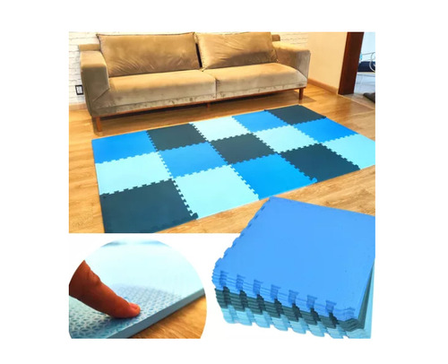 Kit 20 Peças Tapete Tatame Azul Infantil 50x50 10mm