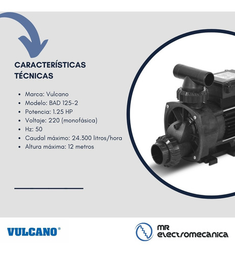 Imagen 4 de 10 de Bomba Autodrenante Vulcano Hidromasaje 1.25 Hp
