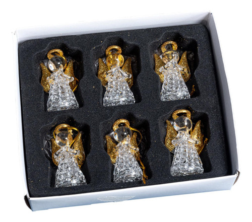 6 Adornos Colgantes Para Árbol De 2,1 Cm X 4,2 Cm Oro