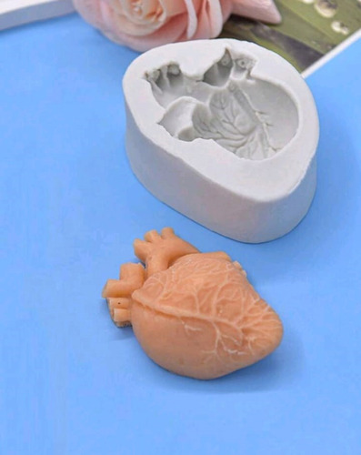 Molde Silicón, Corazón Órgano Humano, Vela, Jabón Fondant