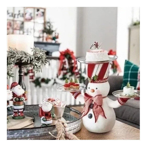 Figura Muy Elaborada Con Forma De Muñeco De Nieve Color Rojo