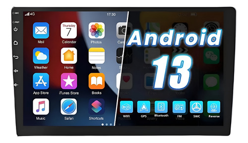Estereo Pantalla 9 Android 13 Gps Bt Full Hd 4 Ram 64 Rom Negro