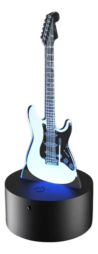 Abajur Luminária Led 3d Guitarra - Com Controle