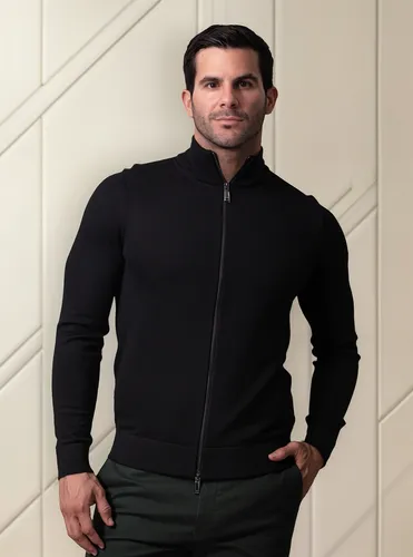 Sweater Con Cierre Merino Negro Calvin Klein