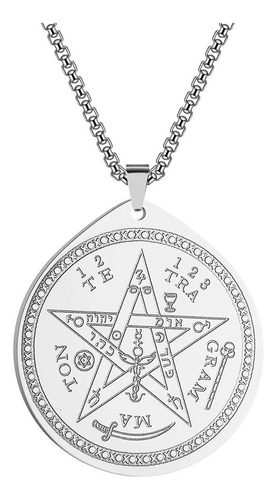 Imagen 1 de 1 de Dije Tetragrammaton De Acero Con Cadena, Talismán 