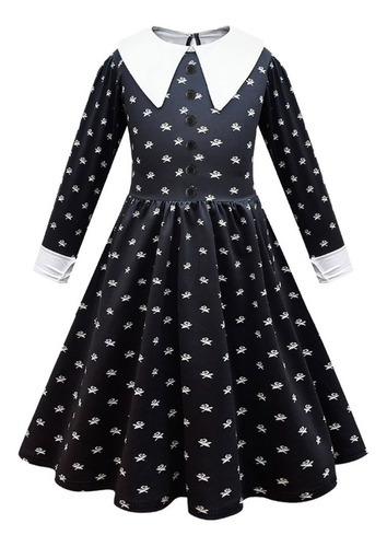 Fantasia Wandinha Addams Halloween Vestido + Bolsa + Peruca