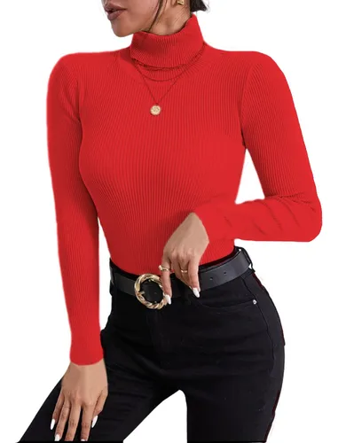 Blusa cuello de tortuga roja hotsell