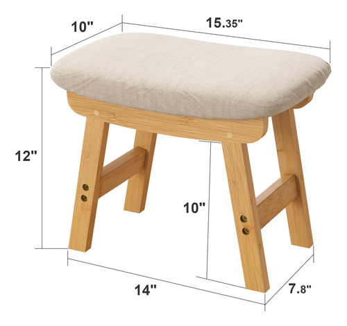 Taburete Otomano Madera Sofá, Reposapiés Sala, Oficina Entra