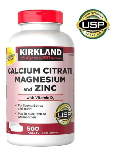 Vitamina Calcio Magnesio Y Zinc 500 Tabletas Kirkland