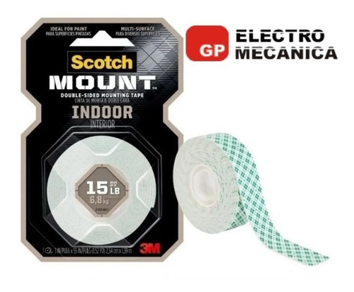 Imagen 2 de 7 de Cinta Montaje Doble Faz Scotch Mount 3m Interior 1.4 Mts
