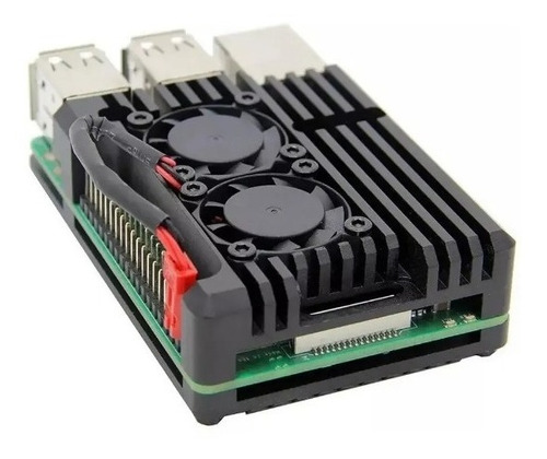 Case Metal Para Raspberry Pi 4 Com Cooler Duplo