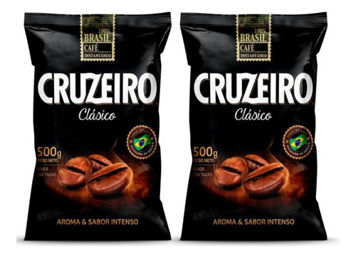 2 Cafés Cruzeiro 500 Gr C/u, Soluble, Formato Vending