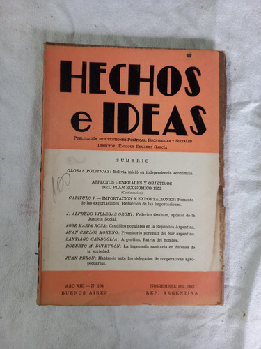 Hechos E Ideas 1952 Plan Económico 1952 Perón Rosa Villegas