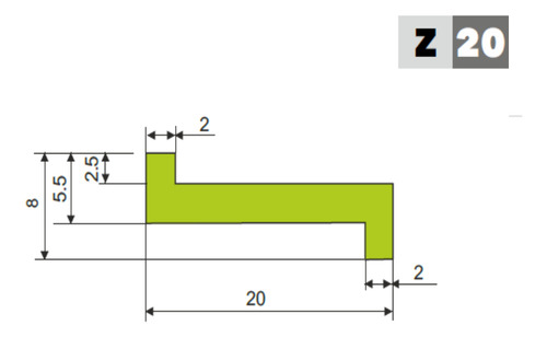 Perfil Guia De Desgaste Apm Z22 Verde Rollo X 10 Mts Piaz
