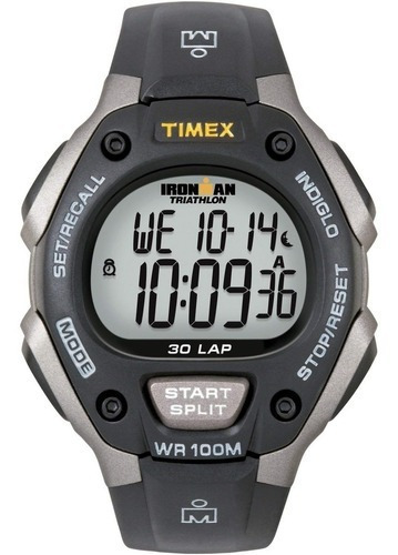 Reloj Timex Ironman Classic 30 Full-size 38mm Color de la correa Negro Color del bisel Negro Color del fondo Gris