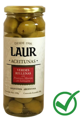 Aceitunas Verdes Laur Rellenas Con Pimiento Morron 