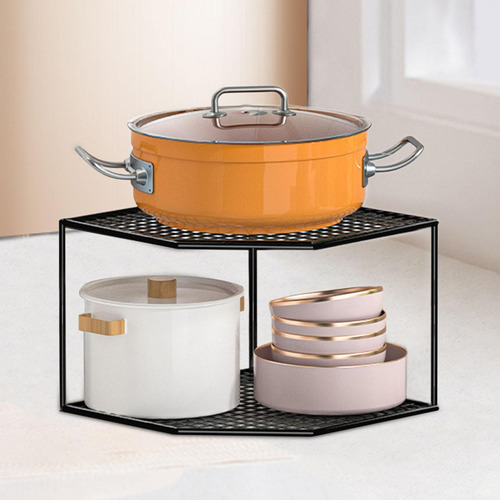 Estante De Almacenamiento De Cocina, 2 Niveles Negro