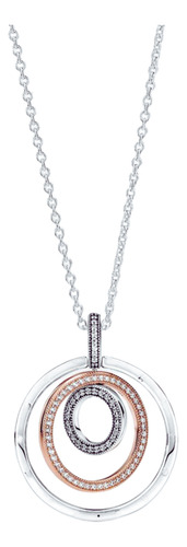 Collar Ale925 Original Circulo 2 Tonos Y Cadena 60cm!+kit! Plata