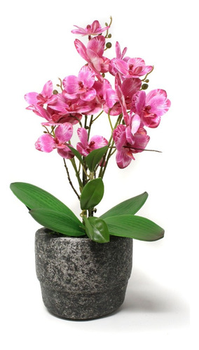 Orquidea Artificial Fucsia Jaspe Con Maceta 44cm