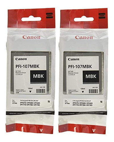 Canon 2-pack Pfi-107mbk 4.4 fl Oz Negro Mate Cartuchos Tinta