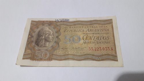 Billete De 50 Centavos Moneda Nacional Cat.060
