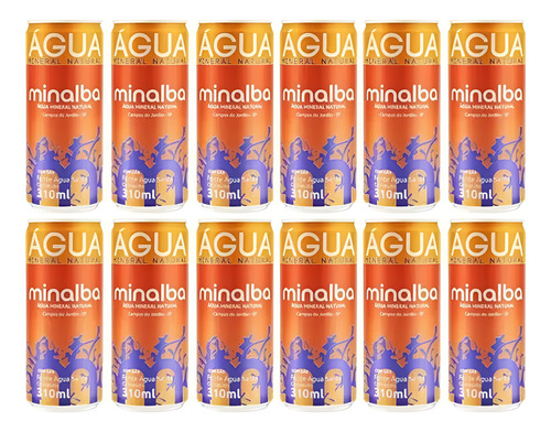 Água Minalba Lata 310ml Com Gás - Fardo 12 Unidades