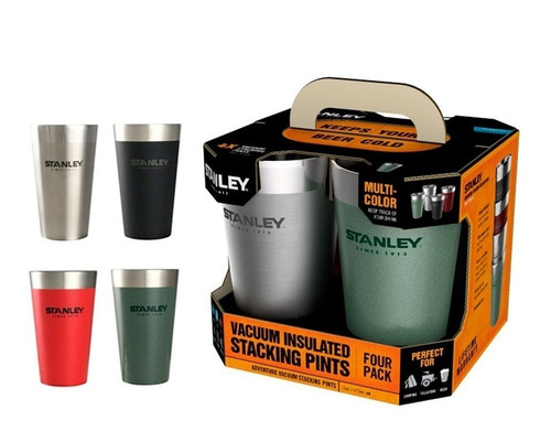 Set Vasos Stanley 473 Ml Vacuum Pint Apilable Termico X 4 Un